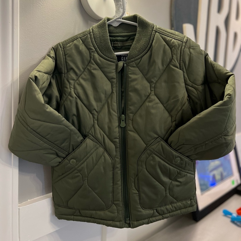 Green puffer jacket